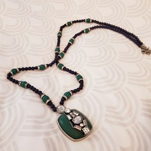 Long navy blue/green Lia Sophia Necklace